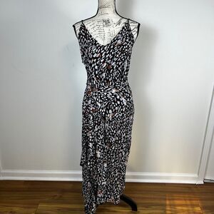 Shein Maxi Dress Womens XXL Black White Brown Abstract Print Cotton Cami Straps